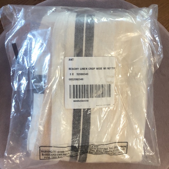 ANTHROPOLOGIE Shorebound Striped Linen Wide-Leg Cropped Pants - Picture 4 of 9